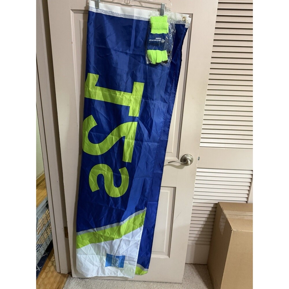 All For The 12s American Express Seattle Seahawks Yard Flag & Winter Gloves